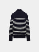 White turtleneck with stripes