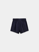 Dark Blue Breezy Linen Tie Bermuda Shorts