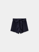 Green Breezy Linen Tie Bermuda Shorts