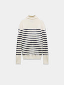White turtleneck with stripes
