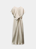 Beige satin midi dress