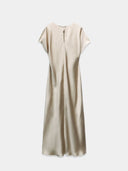 Beige satin midi dress