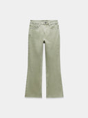 Green Mid Rise Flared Jeans
