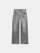 Mid-rise jeans with a wide-leg silhouette and sequinned foil embellishments