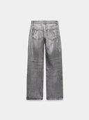 Mid-rise jeans with a wide-leg silhouette and sequinned foil embellishments