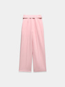 Pink high rise pants with belt