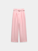 Pink high rise pants with belt