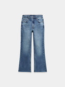 Green Mid Rise Flared Jeans