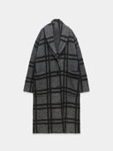 Checkered Elegance Jacquard Knit Coat