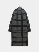 Checkered Elegance Jacquard Knit Coat