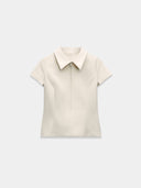 Ecru polo shirt with zipper