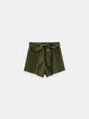 Dark Blue Breezy Linen Tie Bermuda Shorts