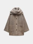ScarfAccented Knit Cocoon Coat