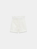 White Paperbag Shorts with buttons