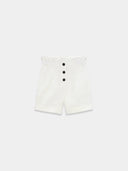White Paperbag Shorts with buttons