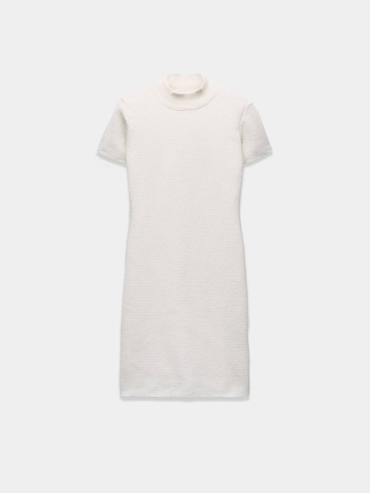 White high neck T-shirt mini dress