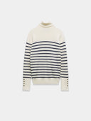 White turtleneck with stripes