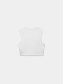 white sleeveless crop top