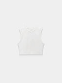 white sleeveless crop top
